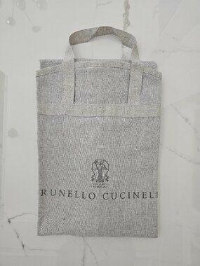 New AUTH BRUNELLO CUCINELLI Grey Logo Cotton Garment Travel bag 35"x21.5" Italy